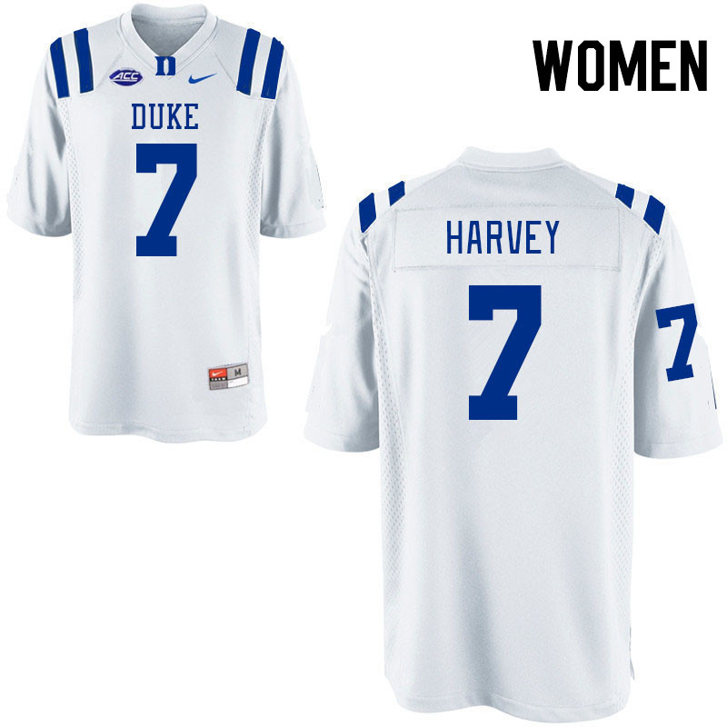 Women #7 Javon Harvey Duke Blue Devils College Football Jerseys Stitched-White